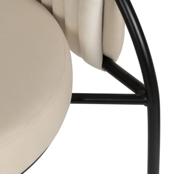 White Woven Fabric and Black Iron Chair