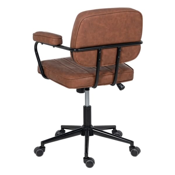 Office Chair in Camel Synthetic Leather and Black Metal Vintage Loft Style