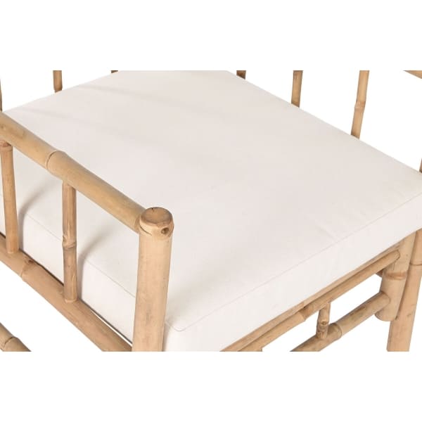 Garden Seat in Natural Bamboo and White Cotton