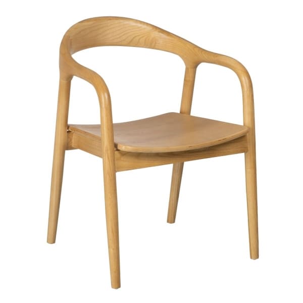 Chaise en Bois Naturel avec Dossier Arrondi (55 x 60 x 77 cm)