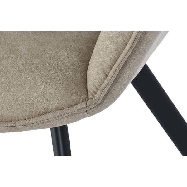 Chaise Design Loft Microfibre Beige et Métal Noir