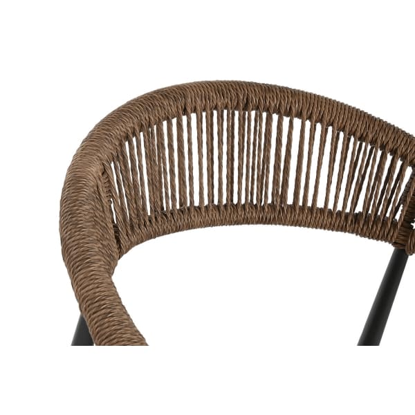Modern Garden Chair in Brown Rattan and Black Aluminum