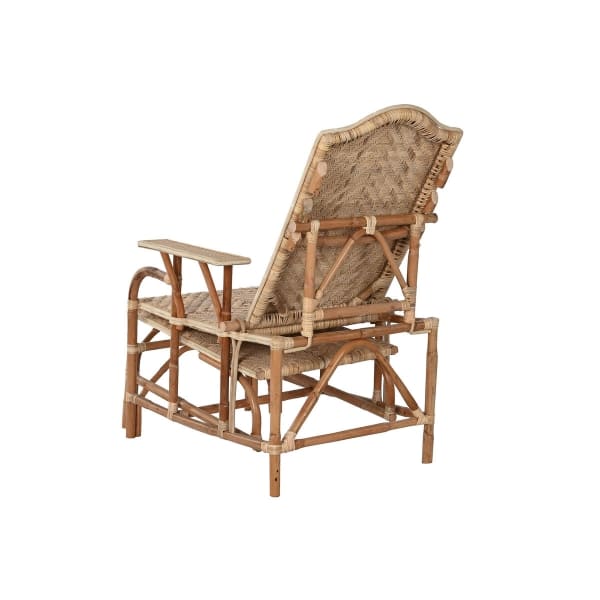 Modular Ethnic Rattan Lounge Chair with Side Table