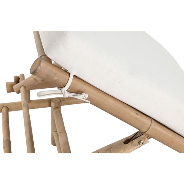 Reclining Bamboo and White Cotton Lounge Chair