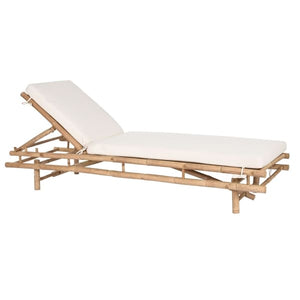 Chaise longue en Bambou Inclinable et Coton Blanc