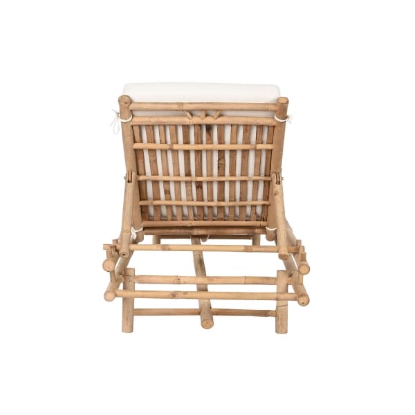 Chaise longue en Bambou Inclinable et Coton Blanc