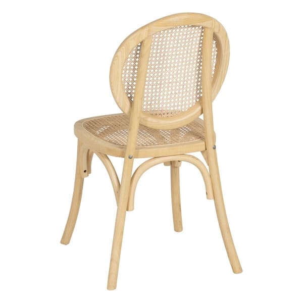 Rattan and Wood Cannage Chair with Round Back