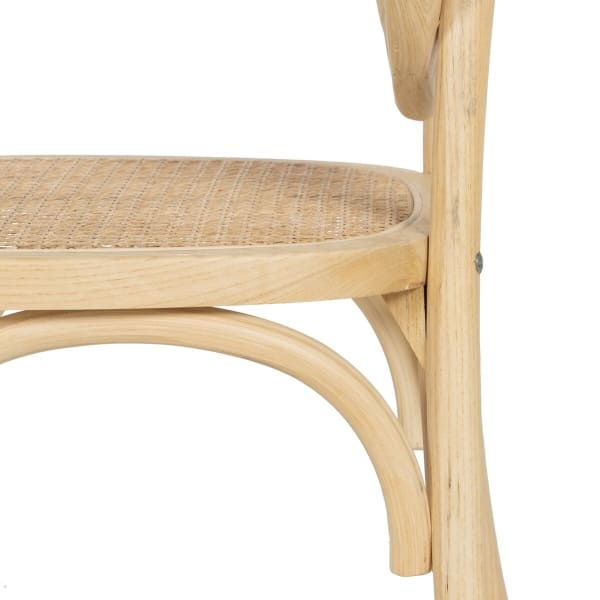 Rattan and Wood Cannage Chair with Round Back