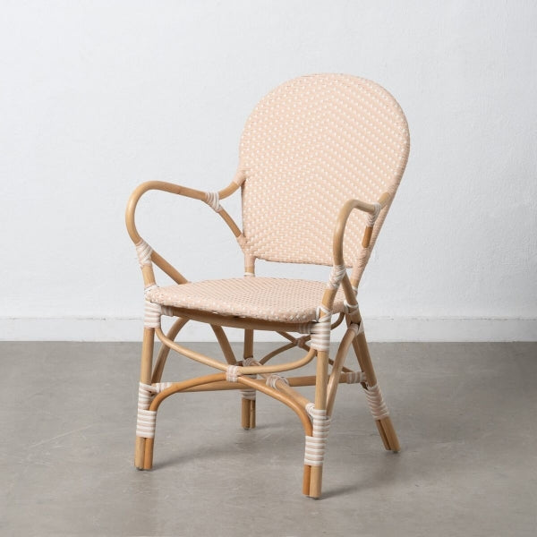 Balinese Chair with Armrests Home Decor in Beige Natural Rattan