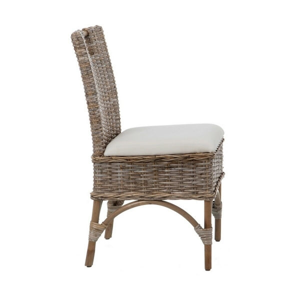 Balinese Dining Chair in Wood and Natural Rattan