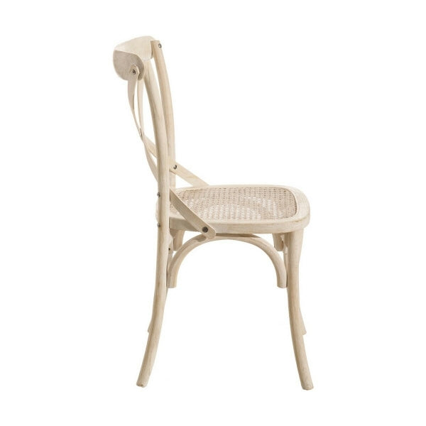 Design Chair Cottage Home Decor Natural White Wood and Rattan