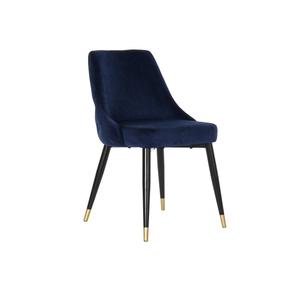 Chaise Design Sixties Effet Velours Bleu