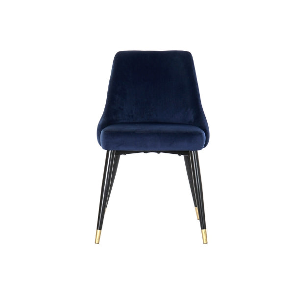 Chaise Design Sixties Effet Velours Bleu