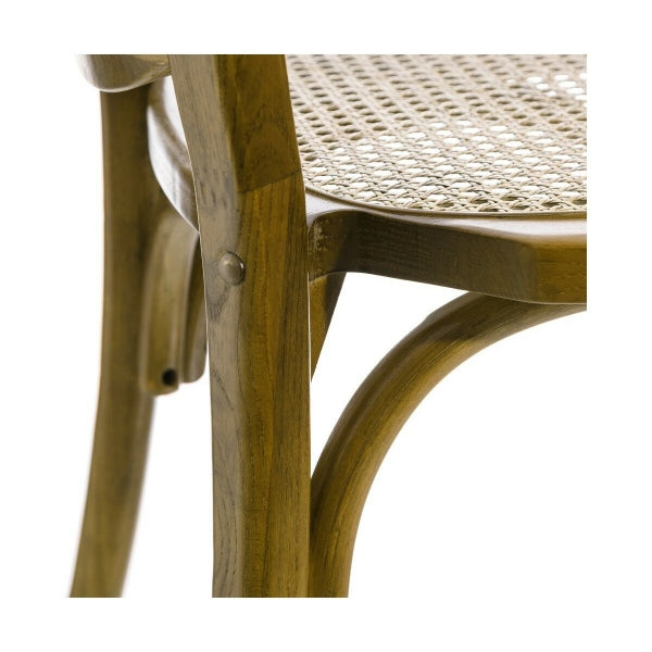 Chaise Design Vintage en Rotin et Bois Marron | Style Rétro pour votre Décoration