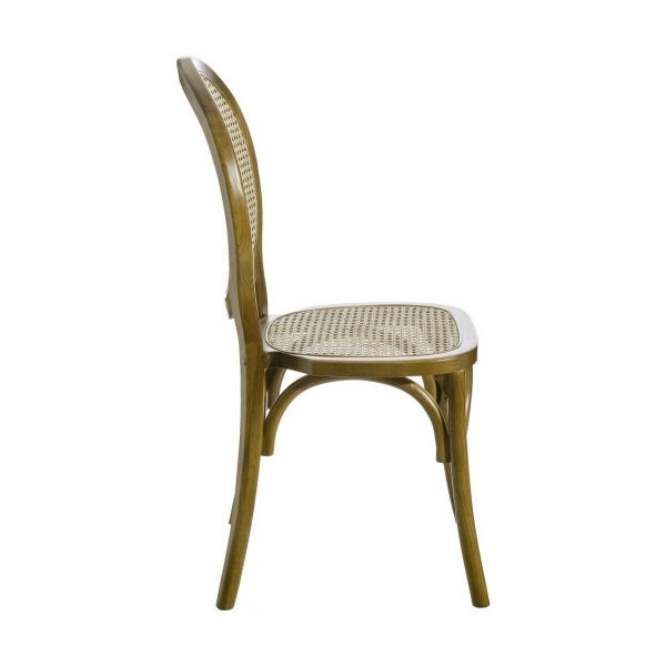 Vintage Design Chair in Rattan and Brown Wood | Retro Style for your Decoration