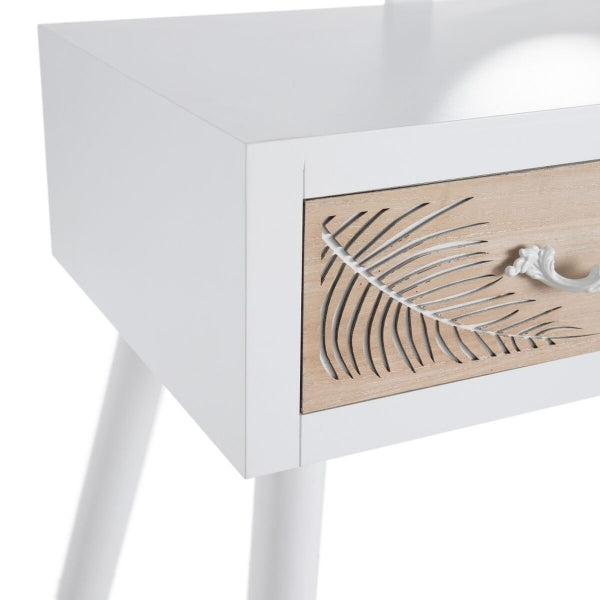 Coiffeuse Design Scandinave Home Decor Bois Naturel Blanc (90 x 40 x 79 cm)