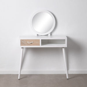 Coiffeuse Design Scandinave Home Decor Bois Naturel Blanc (90 x 40 x 79 cm)