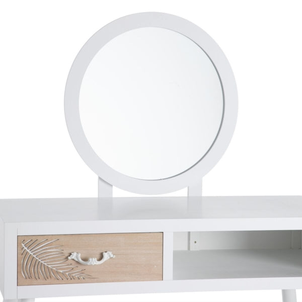 Coiffeuse Design Scandinave Home Decor Bois Naturel Blanc (90 x 40 x 79 cm)
