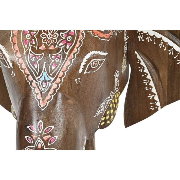 Consola de entrada con elefante indio de madera tallada en color marrón