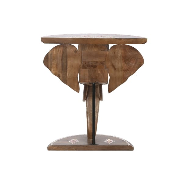Indian Elephant Entrance Console in Brown Carved Wood