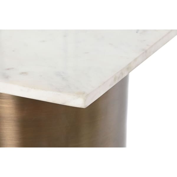Art Deco Style Console Furniture in Golden Iron and White Marble (118 x 33.5 x 78 cm)