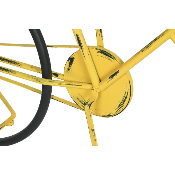 Unidad de consola de bicicleta de madera y metal amarillo
