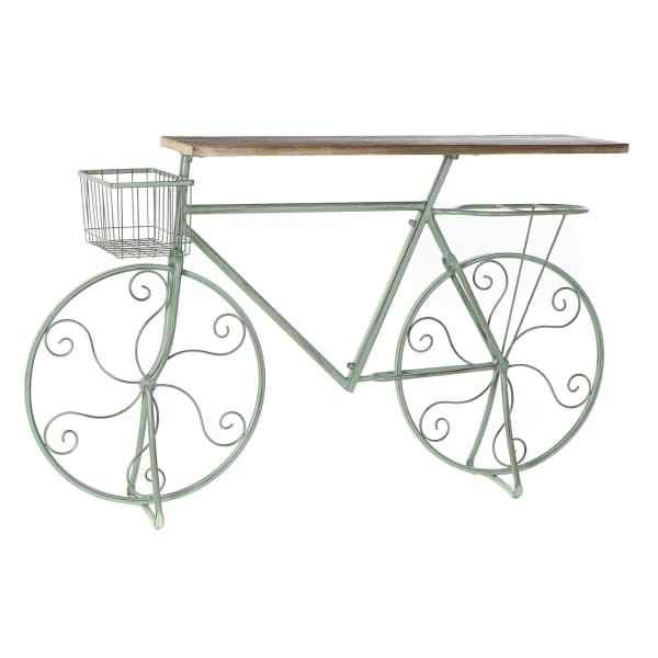 Console de Jardin Bicyclette Vintage en Métal Vert et Bois