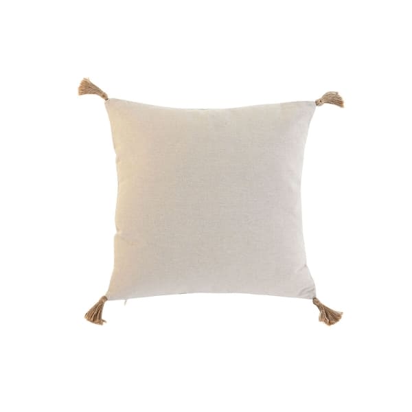 Tropical Cotton and Beige Jute Cushion