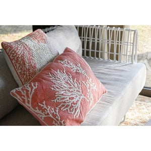Coussin Broderie Corail Marin Blanc et Rose