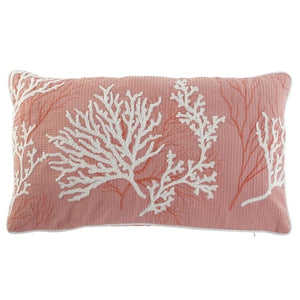 Coussin Broderie Corail Marin Blanc et Rose