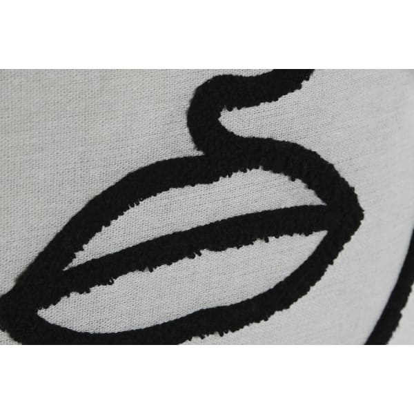 Lot de 3 Coussins Visages Abstraits en Coton Blanc et Noir (45 x 15 x 45 cm)