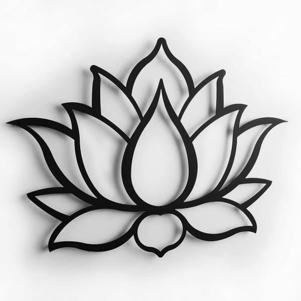 Décoration Murale Fleur de Lotus en Acier Noir