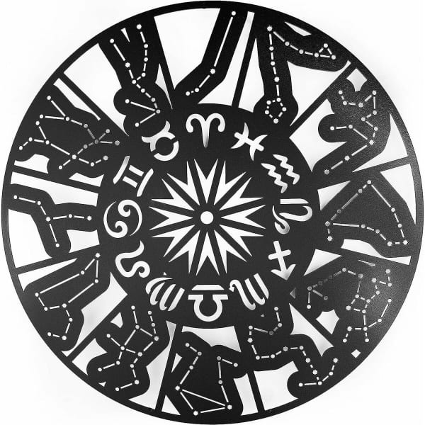 Décoration Murale Symboles du Zodiaque en Acier Noir