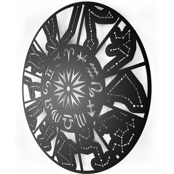 Décoration Murale Symboles du Zodiaque en Acier Noir