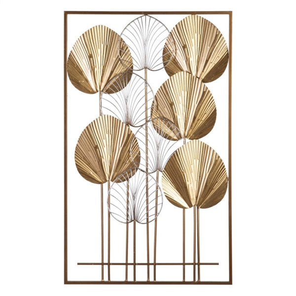 Golden Metal Vertical Branches Wall Decoration (54 x 5 x 91 cm)