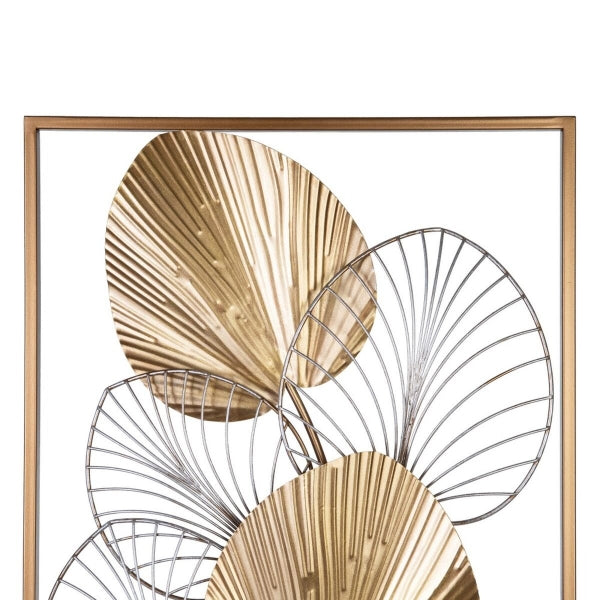 Golden Metal Branch and Leaves Wall Decoration (43 x 5 x 92 cm)