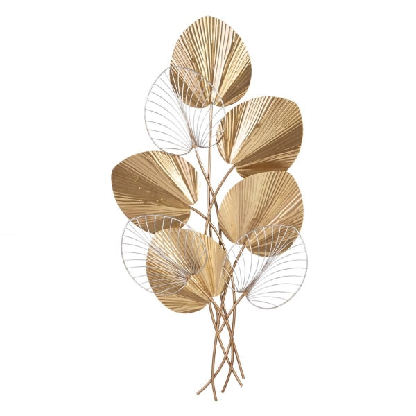 Wall Decoration Composition of Golden Metal Leaves