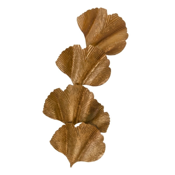 Golden Metal Leaves Wall Decoration (29 x 6 x 67 cm)