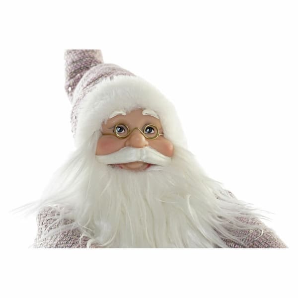Decorative Pink and Gold Santa Claus Statuette with his Wooden Sleigh