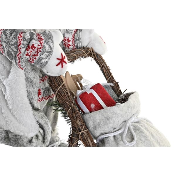 Decorative Statuette Santa Claus White and Gray and his Wooden Sleigh