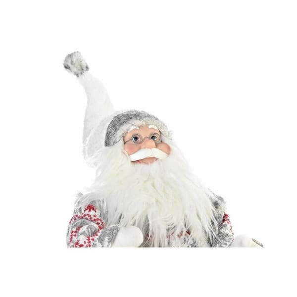 Decorative Figurine White Santa Claus and his Wooden Sleigh