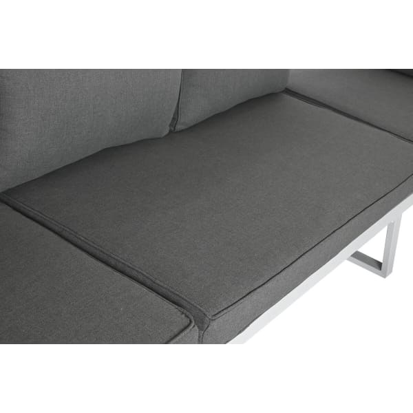 Juego de sofá esquinero de jardín desenfundable y mesa de centro de metal blanco y gris