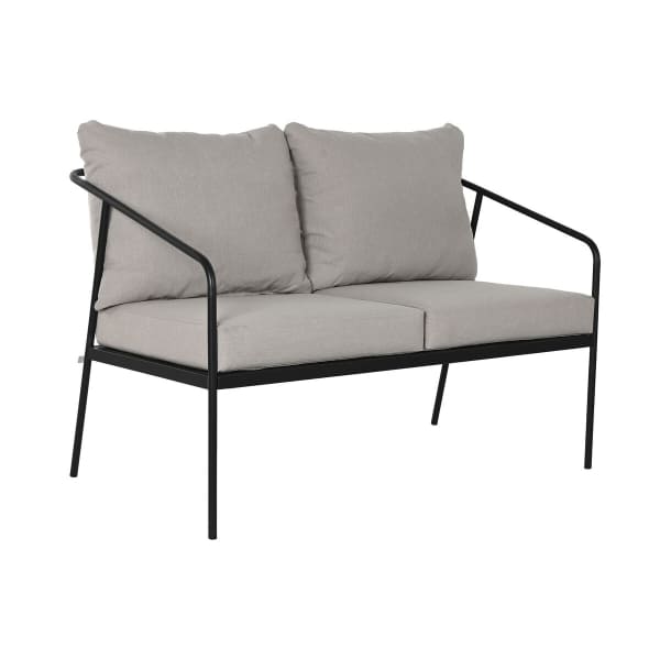 Conjunto de sofás, mesas de centro y sillones de jardín en negro y gris