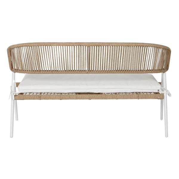 Ethnic Garden Furniture Woven Synthetic Rattan and White Aluminum