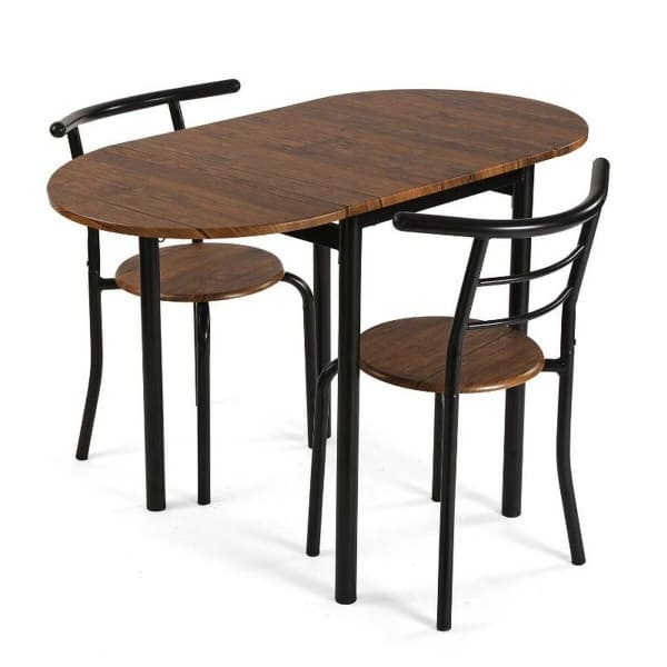 Ensemble Table Pliante + 4 Chaises en Bois et Métal Noir Home Decor
