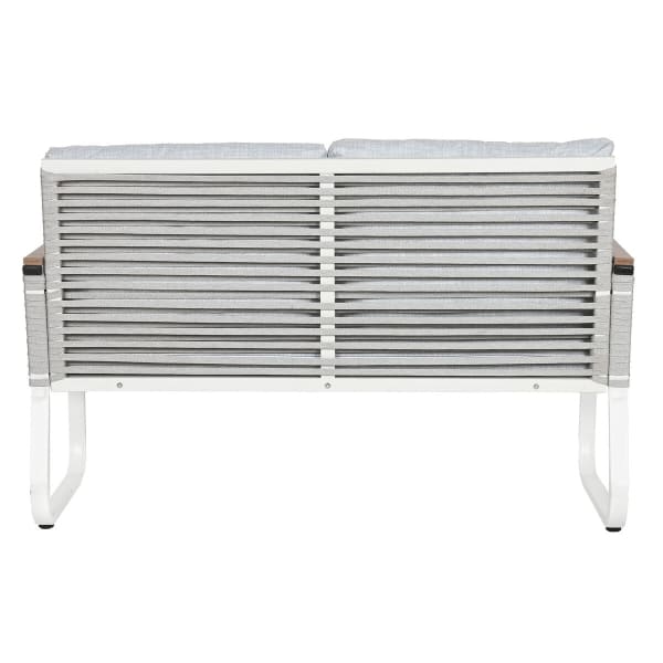 Contemporary Garden Furniture in White Steel and Gray Fabric