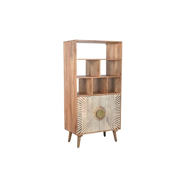 Meuble Etagère en Bois de Manguier Marron et Blanc - Style Exotique
