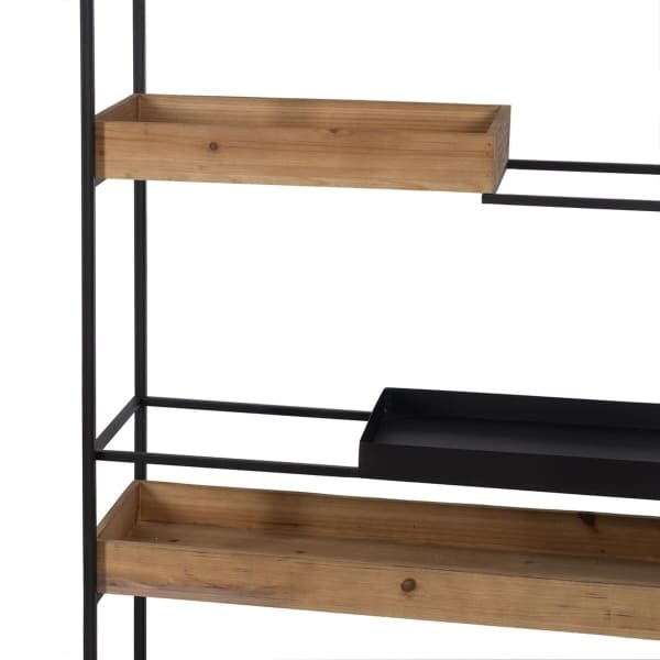 Shelf on Feet Loft Raw Wood and Black Iron