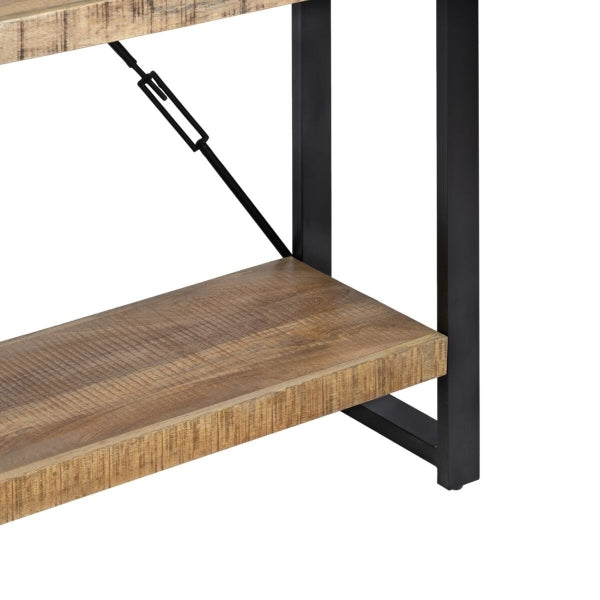 Loft Shelf in Solid Wood and Black Metal (90 x 45 x 120 cm)