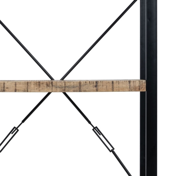 Estantería Loft de madera maciza y metal negro (90 x 45 x 120 cm)